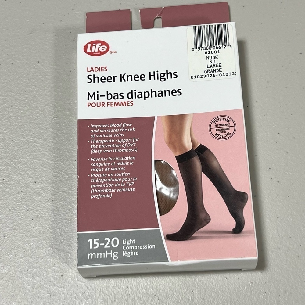 🆕 Life Sheer Knee High Nude 15-20 Light Compression Socks